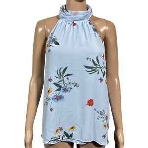 Vince Camino Blouse High Neck Sleeveless Floral Summer Shirt Sheer Women Medium